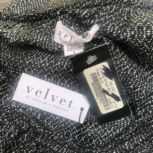 Anthropologie Velvet by Graham & Spencer Black Print One Shoulder Shift Dress S - Picture 11 of 16